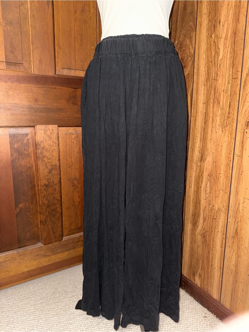 Black Maxi Skirt - Elastic Waist, Flowing Silhouette